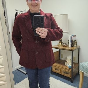 Talbots Size 14 Maroon Brushed wool blend blazer.